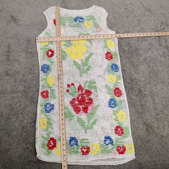 Women's Bathing Suit Cover Size Medium Floral Crochet Resortwear Beach Bohemian - Picture 4 of 6